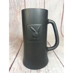 Vintage Playboy Bunny Mug‎ Black Frosted Glass Beer Stein Collectible Barware